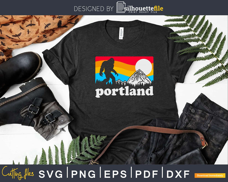 Portland Oregon Bigfoot & Mountains Outdoors svg designs