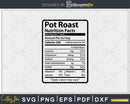 Pot Roast Nutrition Facts Funny Thanksgiving Christmas Svg