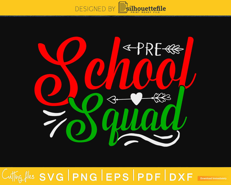 Pre-school squad christmas svg cricut craft cutting file