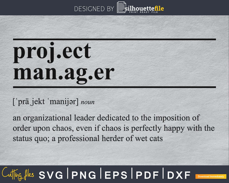 Project Manager definition svg printable file