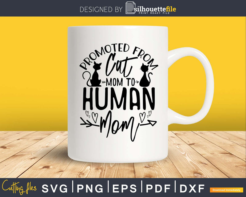 Promoted From Cat Mom To Human Svg Printable Cutting Files