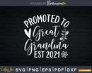Promoted to Great Grandma Est 2021 Grandmother Svg Png