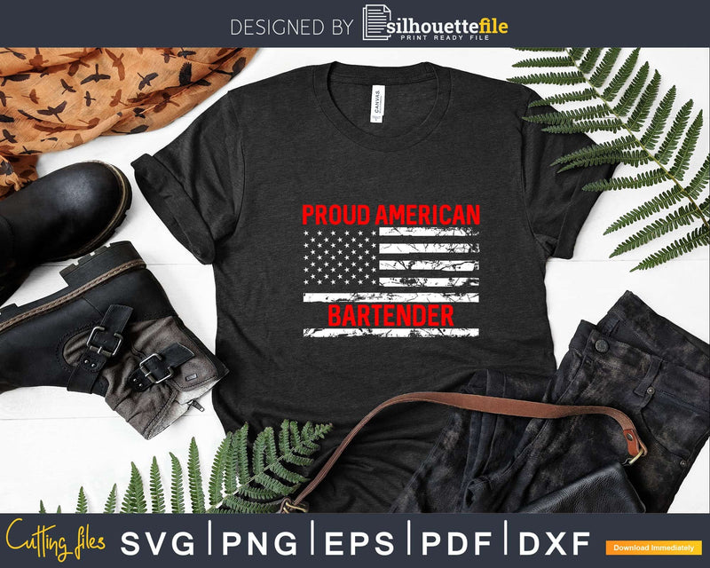 Proud American Patriotic USA Flag Bartender Png Dxf Svg Cut