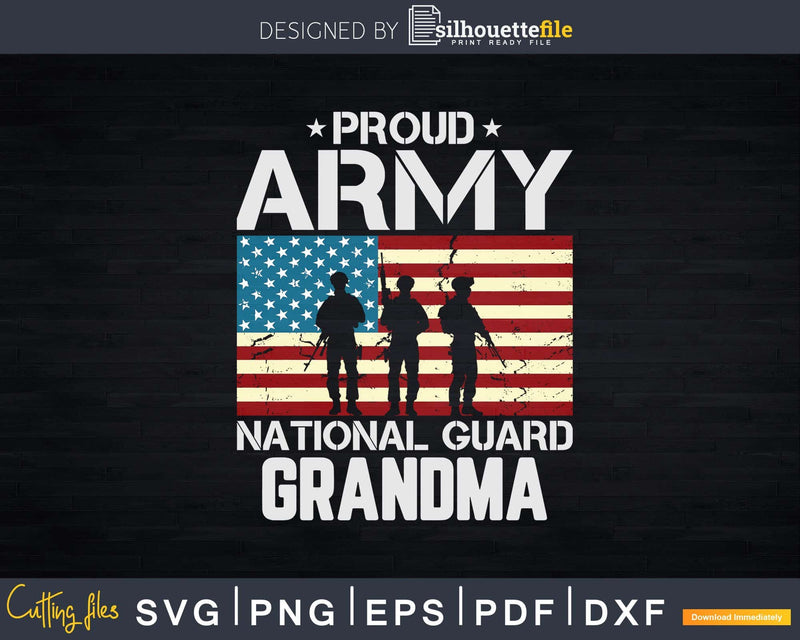 Proud Army National Guard Grandpa USA Flag Svg Dxf T-shirt