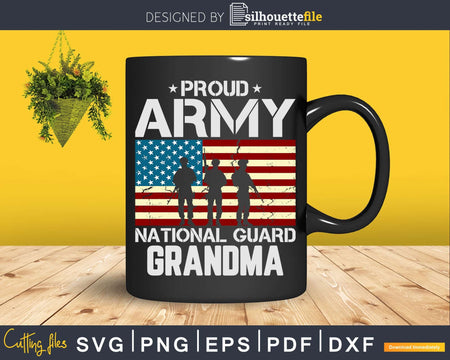 Proud Army National Guard Grandpa USA Flag Svg Dxf T-shirt