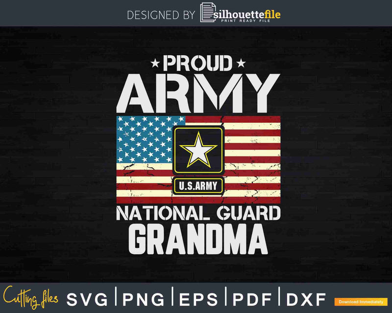 Proud Army National Guard Grandpa With American Flag Svg