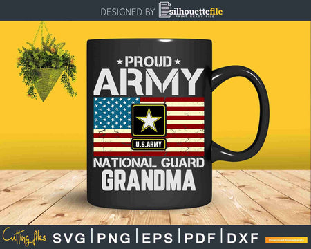 Proud Army National Guard Grandpa With American Flag Svg