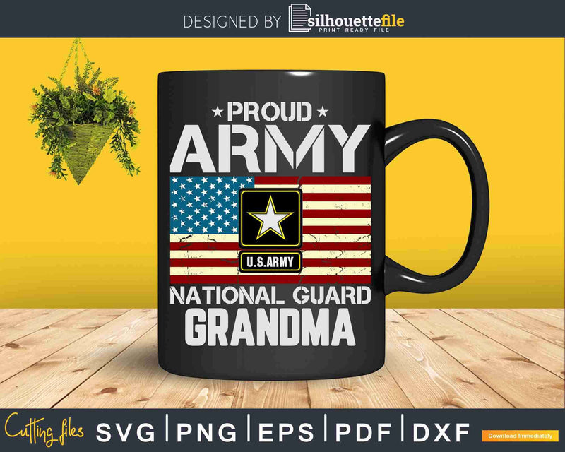 Proud Army National Guard Grandpa With American Flag Svg