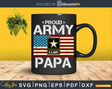 Proud Army Papa With American Flag Svg T-shirt Design