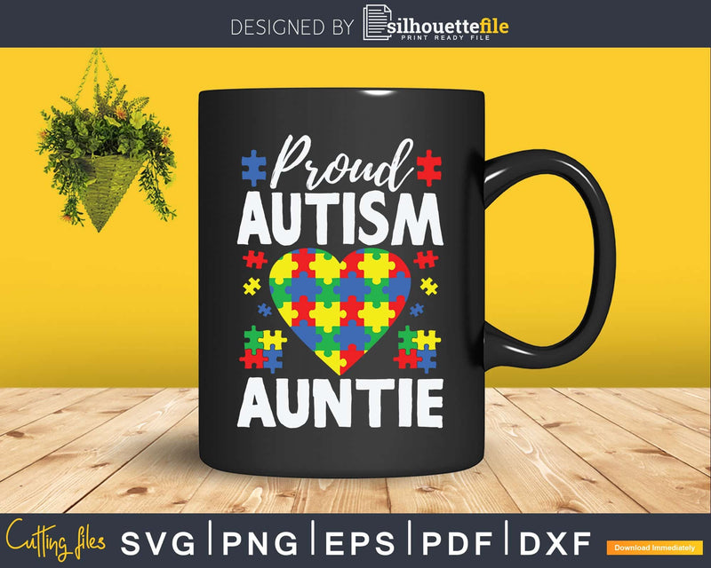 Proud Autism Auntie Awareness Heart Svg Png Files