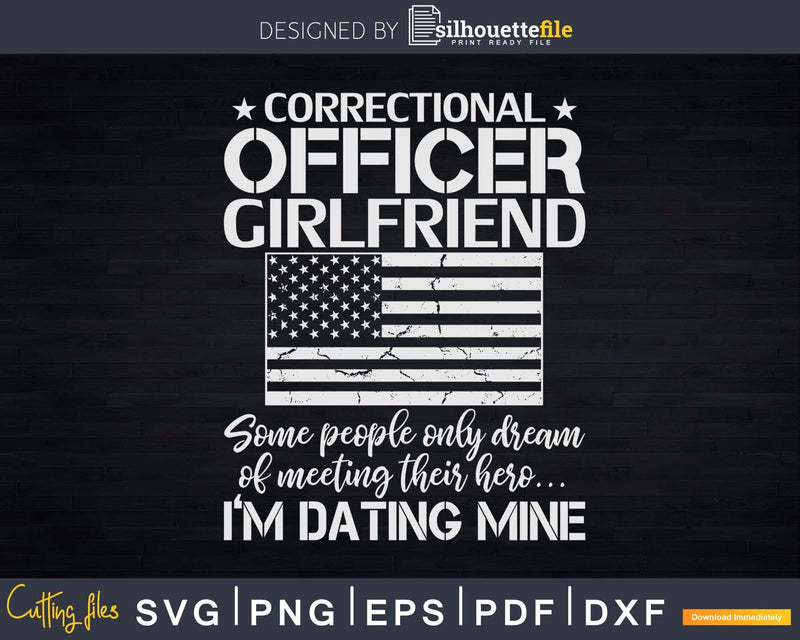 Proud Correctional Officer Girlfriend Thin Silver Line Flag