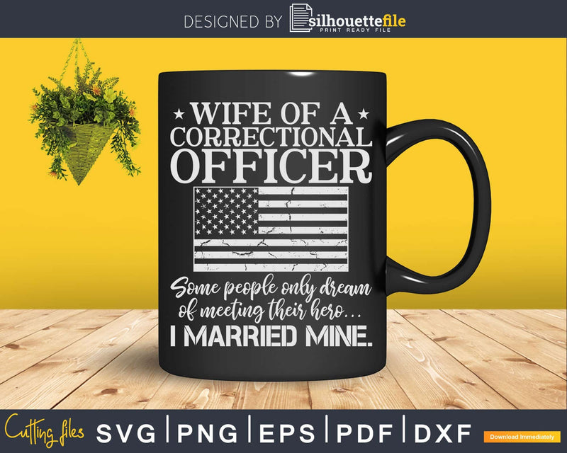 Proud Correctional Officer Wife Thin Silver Line USA Flag