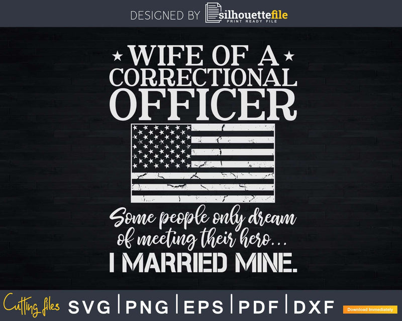 Proud Correctional Officer Wife Thin Silver Line USA Flag