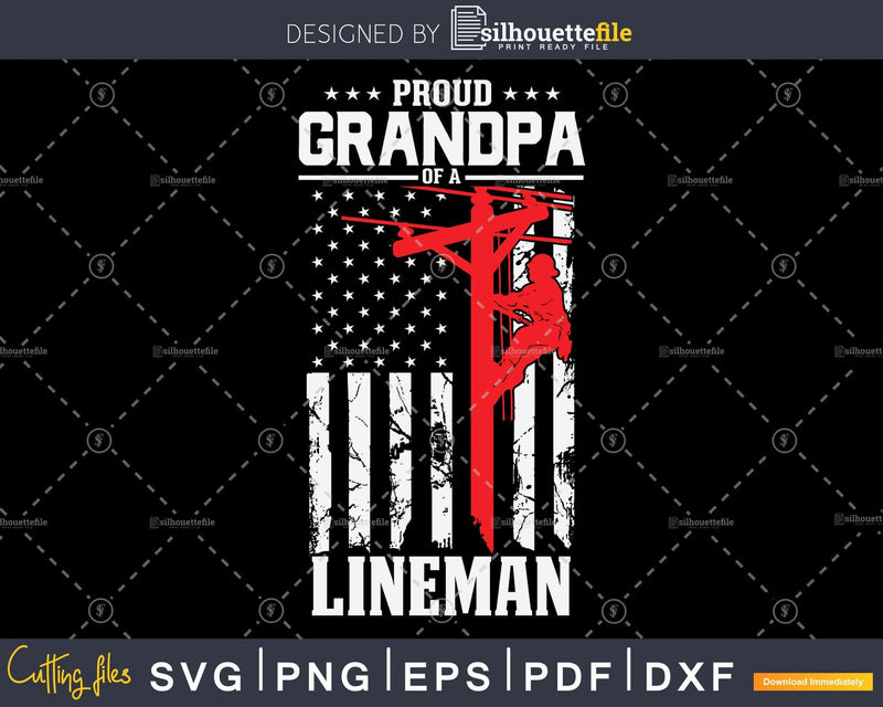 Proud Grandpa of a Lineman Support Red Line Flag