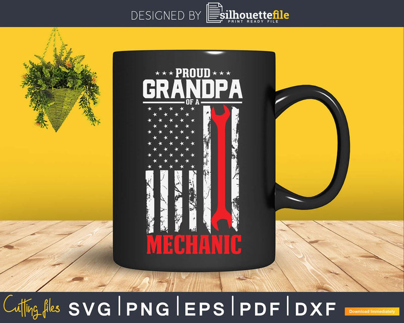 Proud Grandpa of a Mechanic Support Red Line Flag svg cut