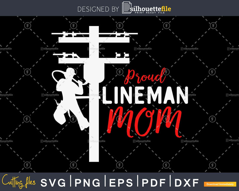 Proud Lineman Mom Electric Cable American Flag svg cut