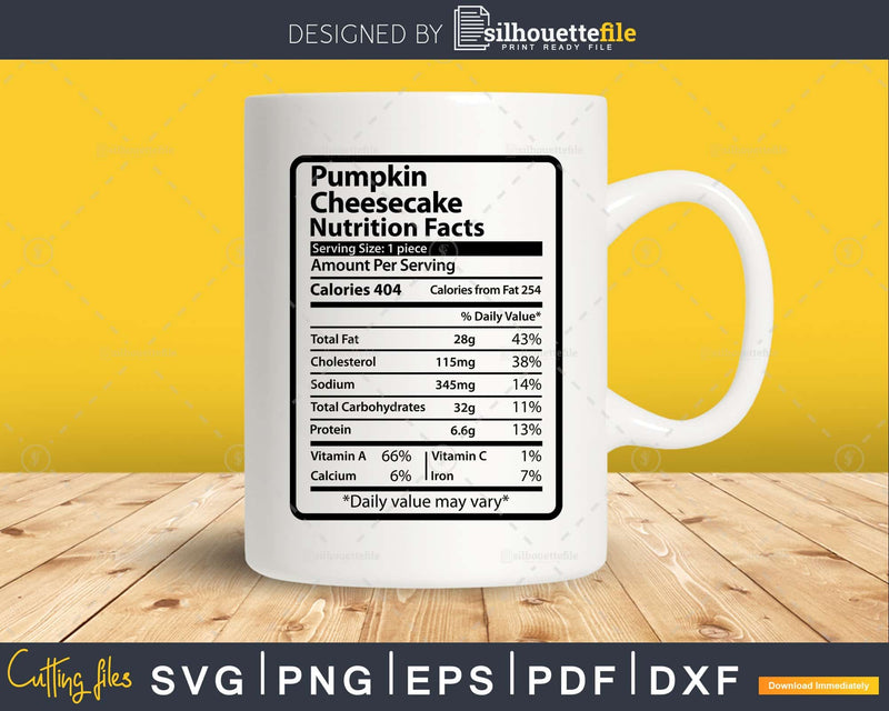 Pumpkin Cheesecake Nutrition Facts Thanksgiving Christmas