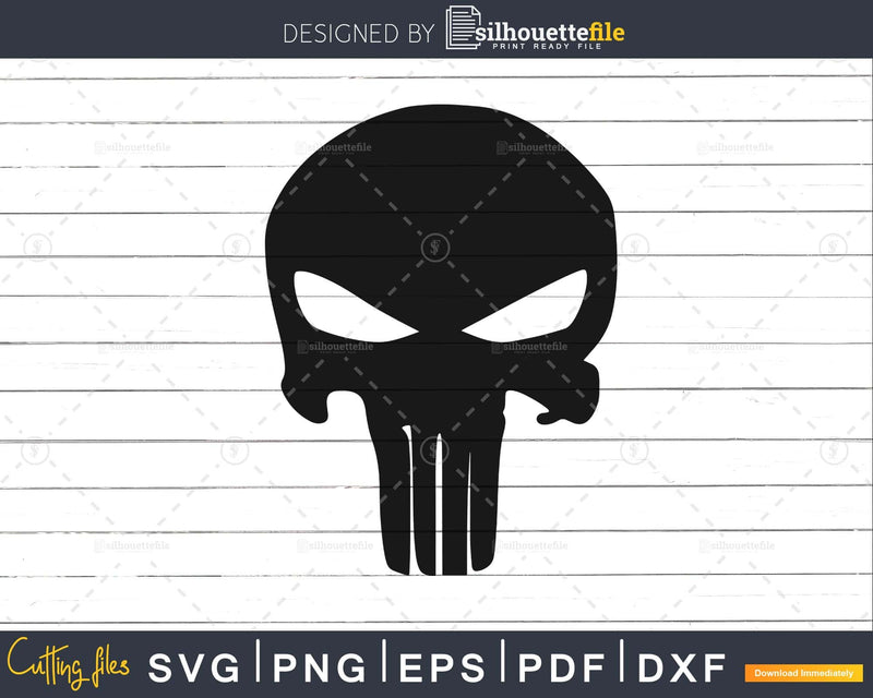 Punisher Skull Symbol Distressed svg png cutting cut