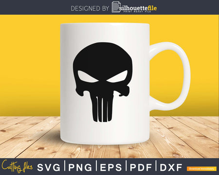 Punisher Skull Symbol Distressed svg png cutting cut