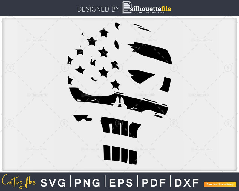 Punisher Skull USA Flag Stars Stripes svg png digital
