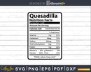 Quesadilla Nutrition Facts Funny Thanksgiving Christmas Svg