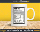 Ranch Nutrition Facts Funny Thanksgiving Christmas Svg Png