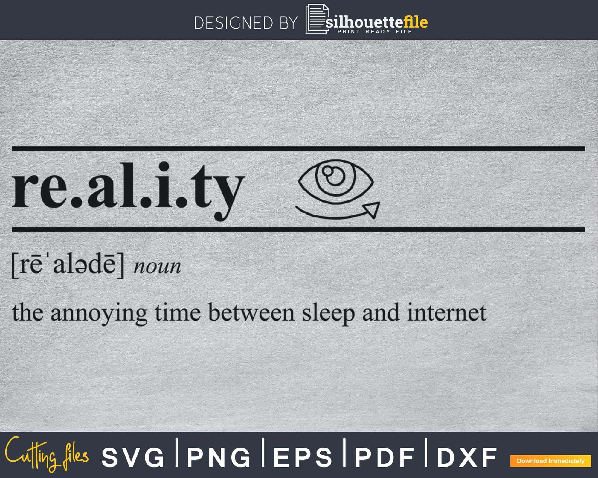 Reality definition college dorm girl dictionary art svg by ...