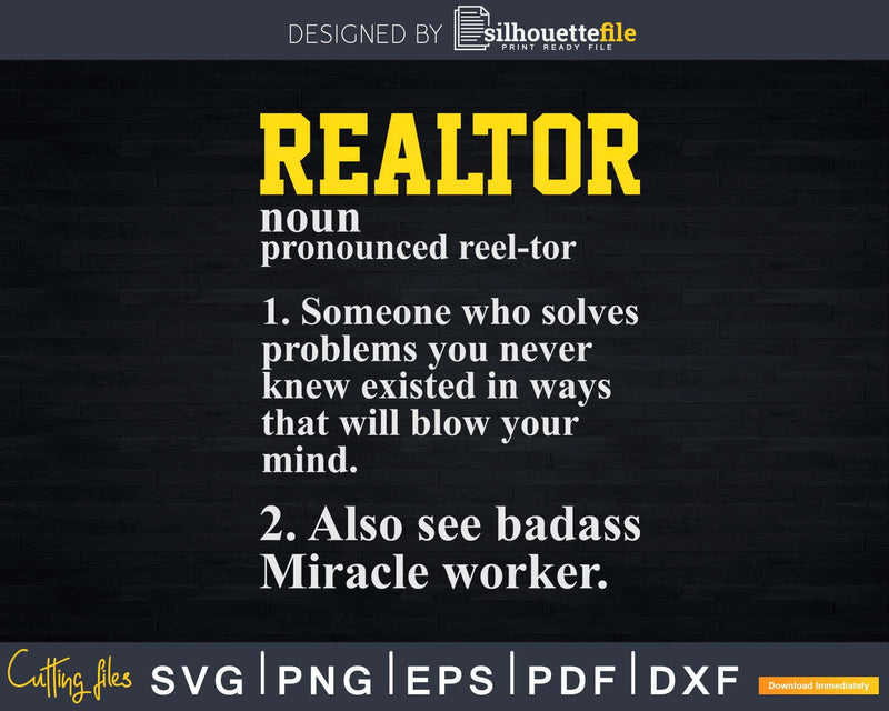 Realtor Real Estate Agent Broker Funny Definition Svg Dxf
