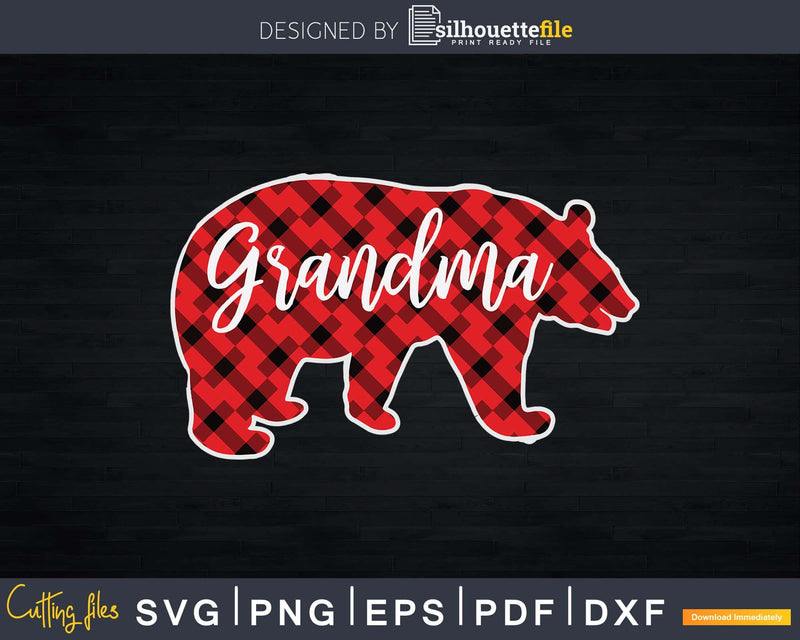 Red Plaid Grandma Bear Family Matching Buffalo Pajama Svg