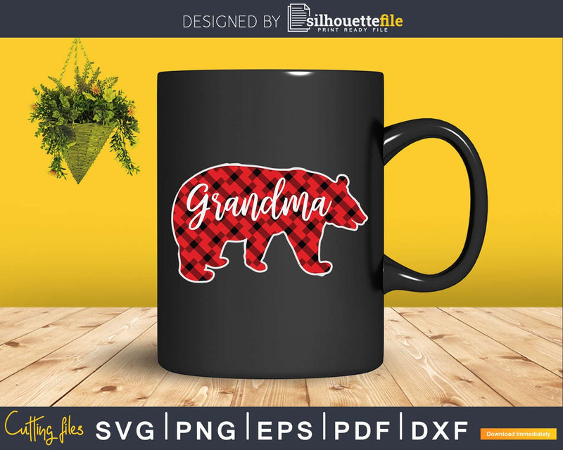 Red Plaid Grandma Bear Family Matching Buffalo Pajama Svg