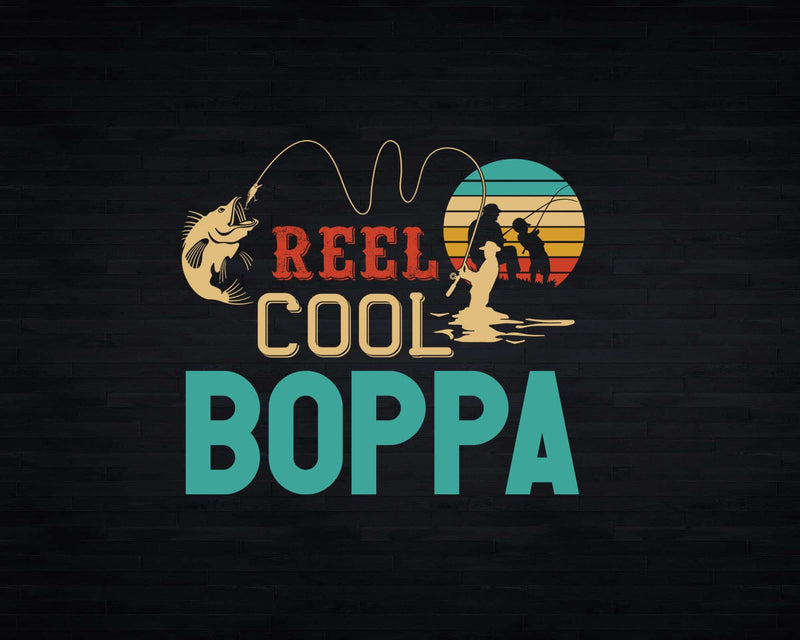 Reel Cool Boppa Retro Fishing Png Svg T-shirt Design