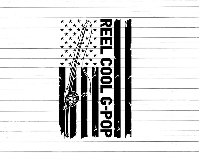Reel Cool G - Pop Fishing American Flag Png Svg Cut Files