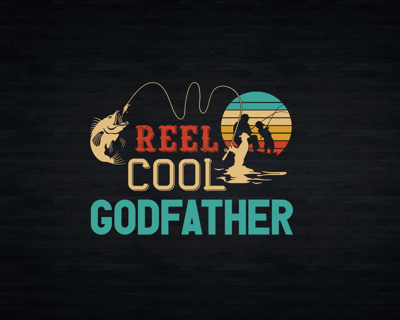 Reel Cool Godfather Retro Fishing Png Svg T-shirt Design
