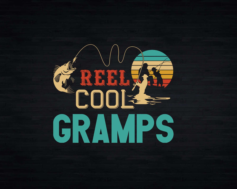 Reel Cool Gramps Retro Fishing Png Svg T-shirt Design