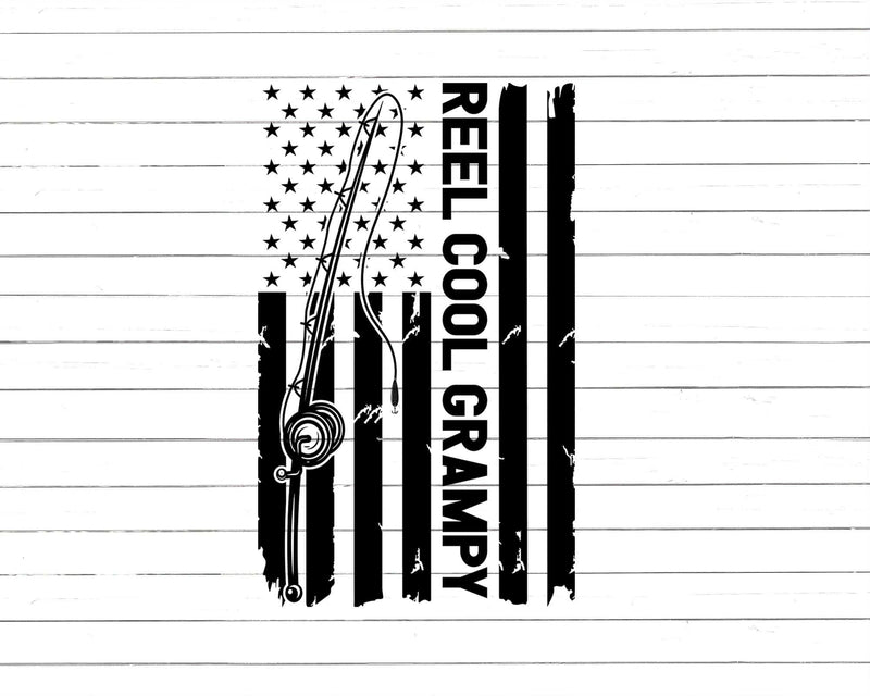 Reel Cool Grampy Fishing American Flag Png Svg Cut Files