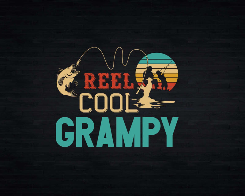 Reel Cool Grampy Retro Fishing Png Svg T-shirt Design