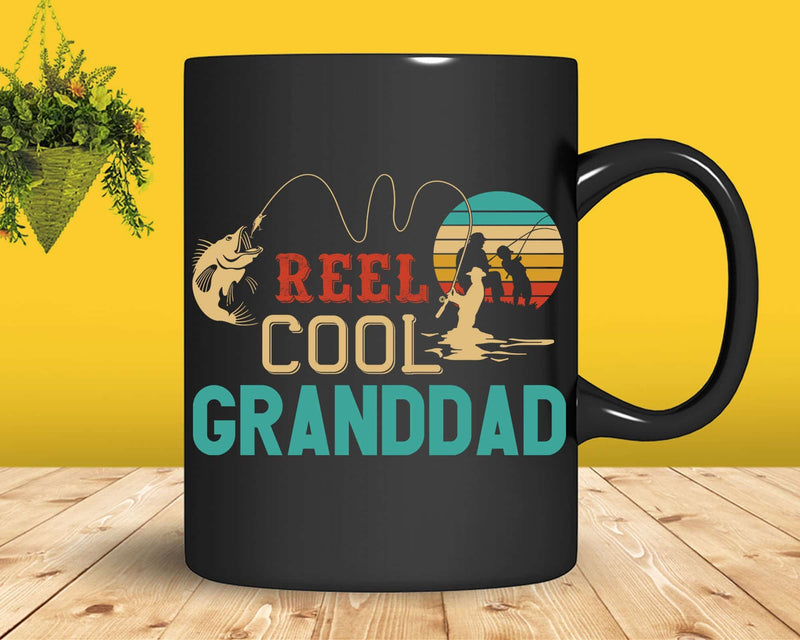 Reel Cool Granddad Retro Fishing Png Svg T-shirt Design