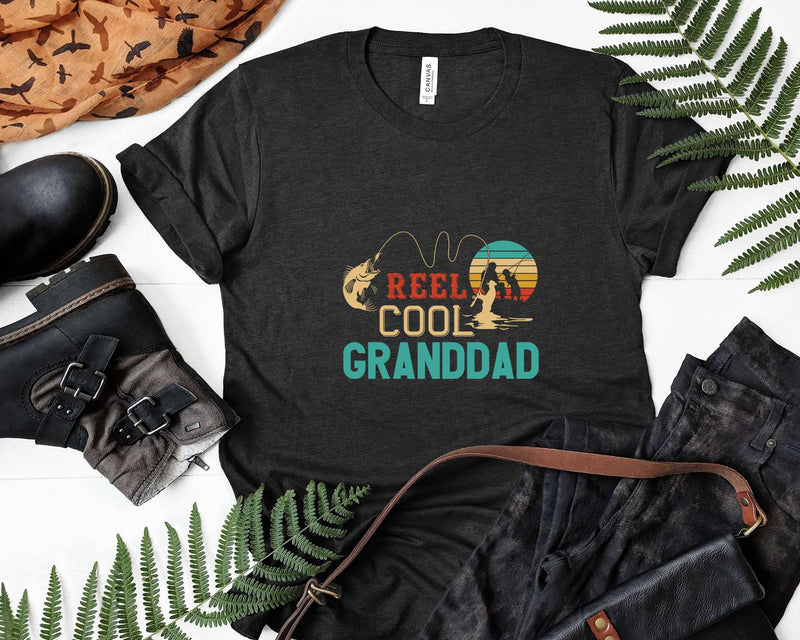 Reel Cool Granddad Retro Fishing Png Svg T-shirt Design