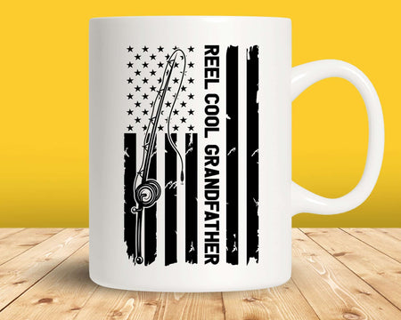 Reel Cool Grandfather Fishing American Flag Png Svg Cut