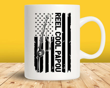 Reel Cool Papou Fishing American Flag Png Svg Cut Files