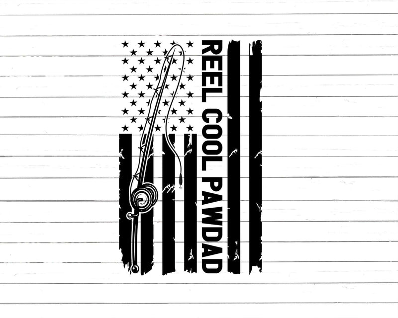 Reel Cool Pawdad Fishing American Flag Png Svg Cut Files