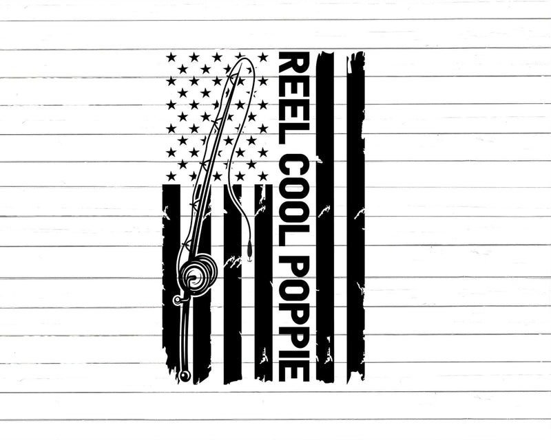 Reel Cool Poppie Fishing American Flag Png Svg Cut Files