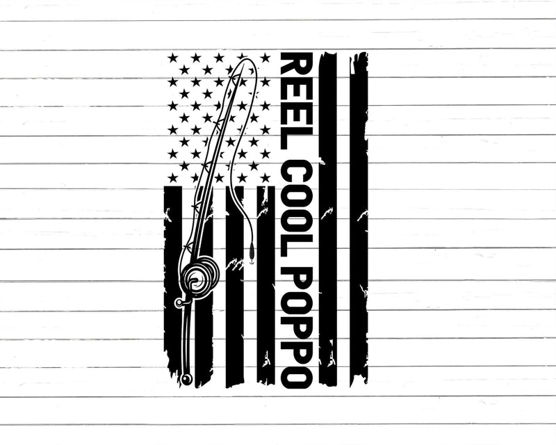Reel Cool Poppo Fishing American Flag Png Svg Cut Files