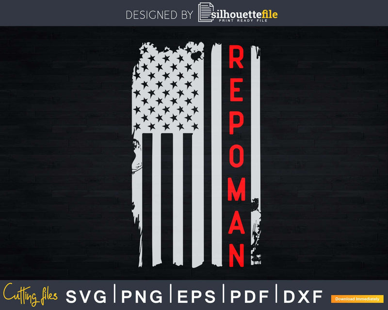 Repo Man Red Line American Flag Svg Dxf Cricut File