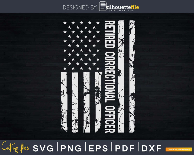 Retired Correctional Officer American Flag Svg Dxf Cut Files