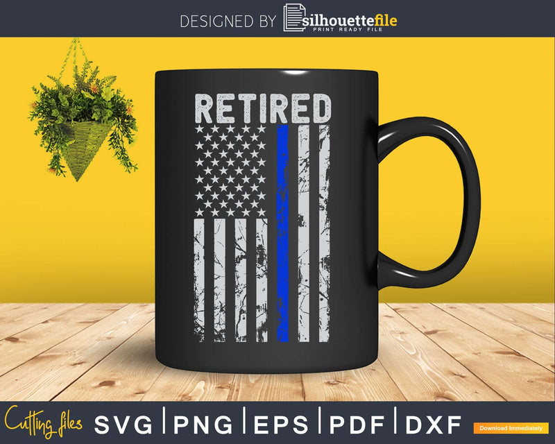 Retired Police Officer American Flag Blue Line Svg Dxf Png