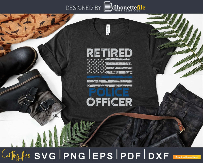 Retired Police Officer Thin Blue Line US Flag Svg Dxf Png
