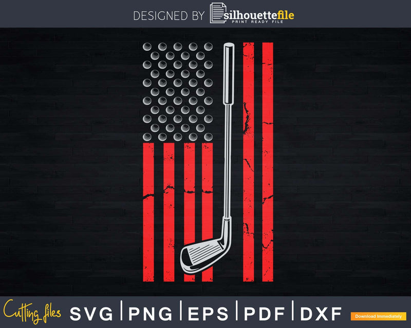 Retro American Flag Golfer Svg Dxf Cricut Cut Files