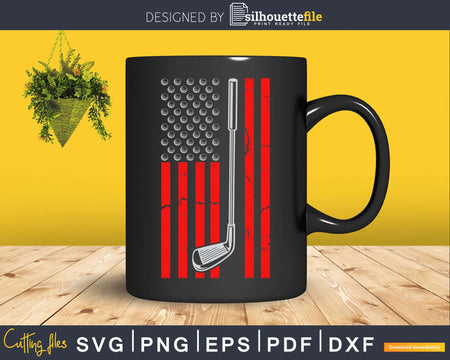 Retro American Flag Golfer Svg Dxf Cricut Cut Files