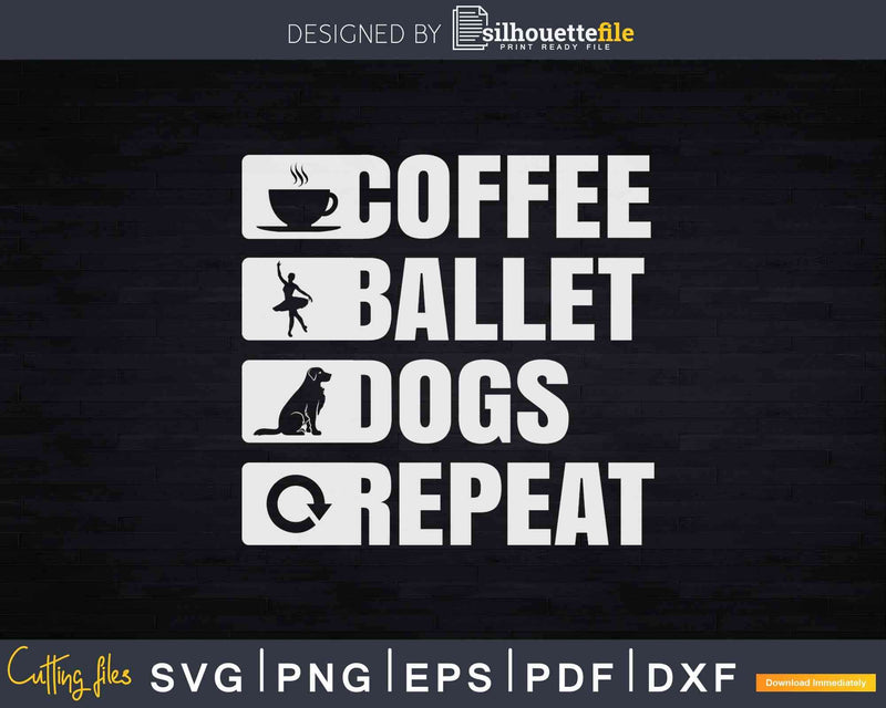 Retro Ballet Coffee Dogs Dancing Svg Cricut Cutting Files